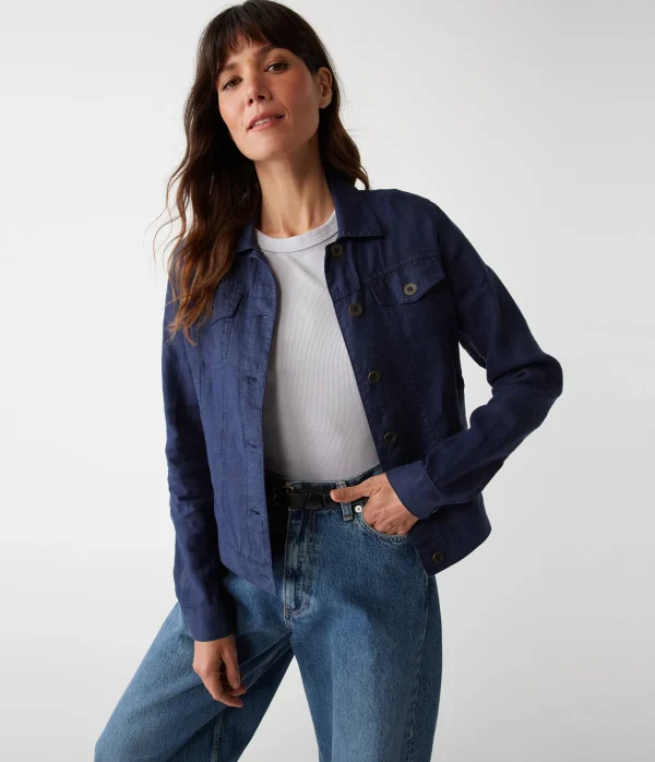 Michael Stars Jean Linen Jacket- Blazers, Jackets & Outerwear