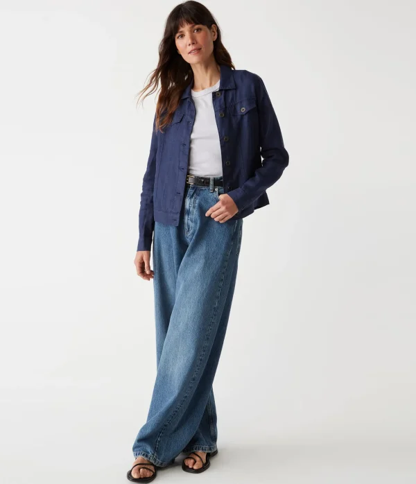 Michael Stars Jean Linen Jacket- Blazers, Jackets & Outerwear