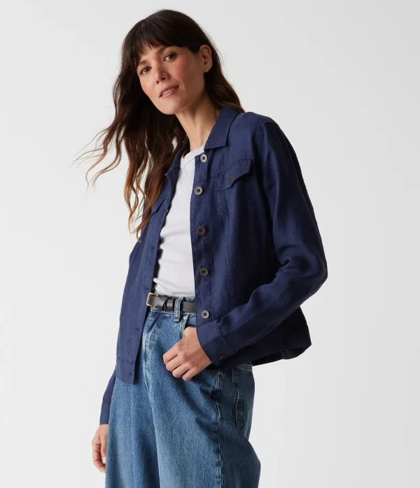 Michael Stars Jean Linen Jacket- Blazers, Jackets & Outerwear