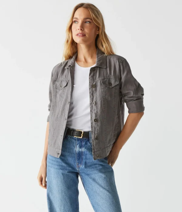 Michael Stars Jean Linen Jacket- Blazers, Jackets & Outerwear