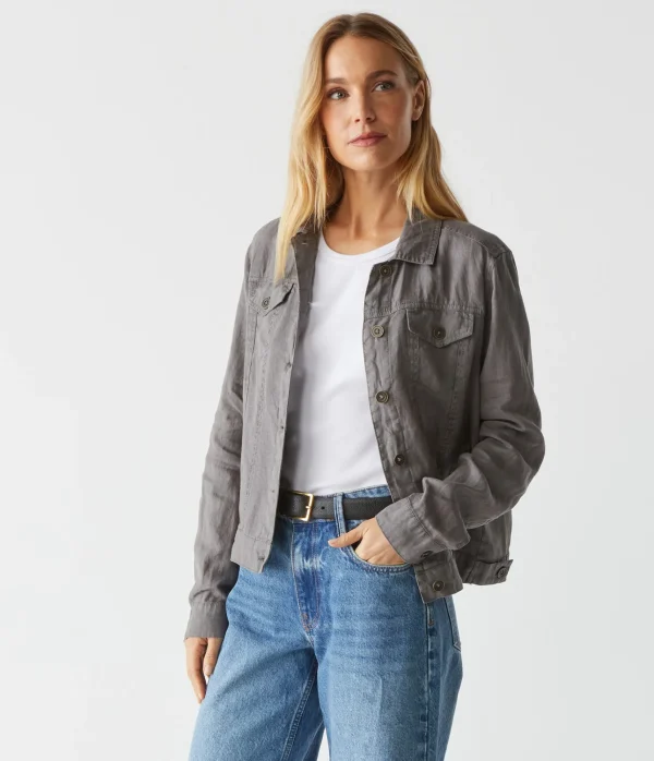 Michael Stars Jean Linen Jacket- Blazers, Jackets & Outerwear