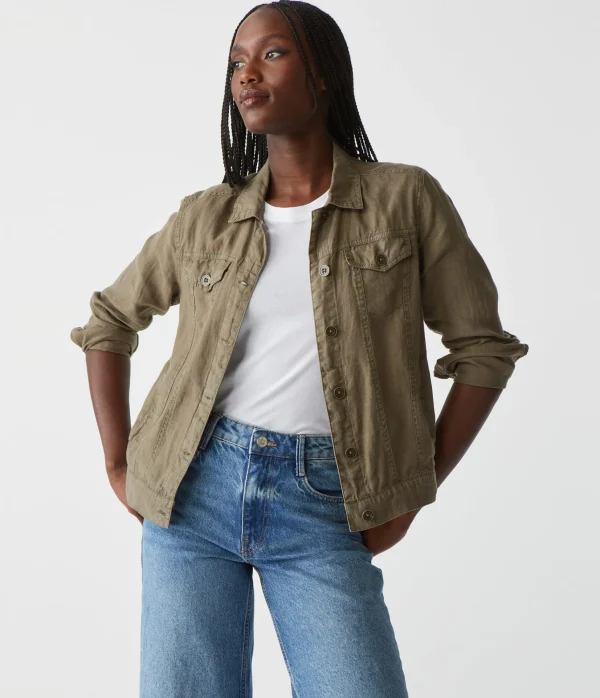 Michael Stars Jean Linen Jacket- Blazers, Jackets & Outerwear