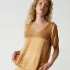 Michael Stars Jodi Satin V-Neck Top- Tops, Blouses & Shirts