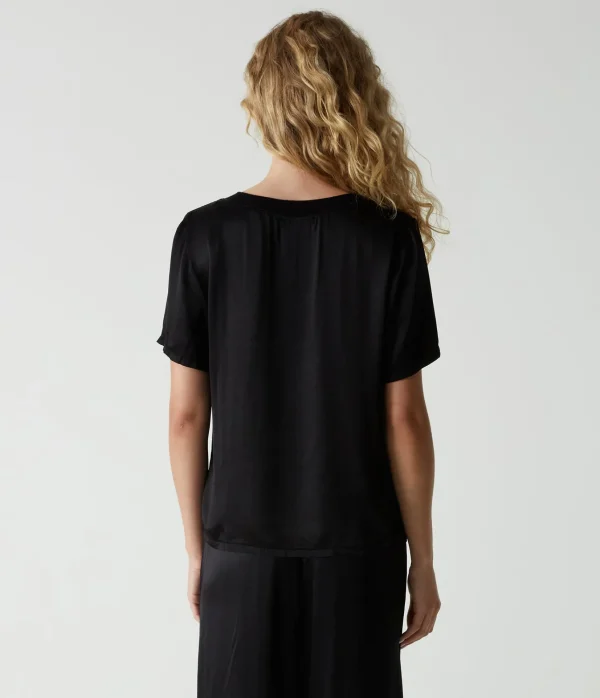 Michael Stars Jodi Satin V-Neck Top- Tops, Blouses & Shirts