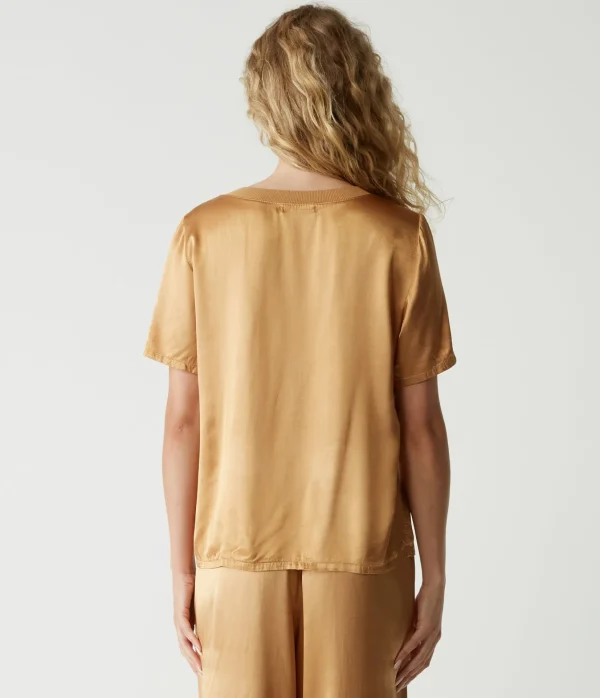 Michael Stars Jodi Satin V-Neck Top- Tops, Blouses & Shirts
