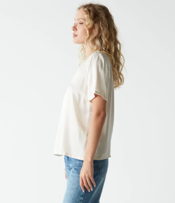 Michael Stars Jodi Satin V-Neck Top- Tops, Blouses & Shirts