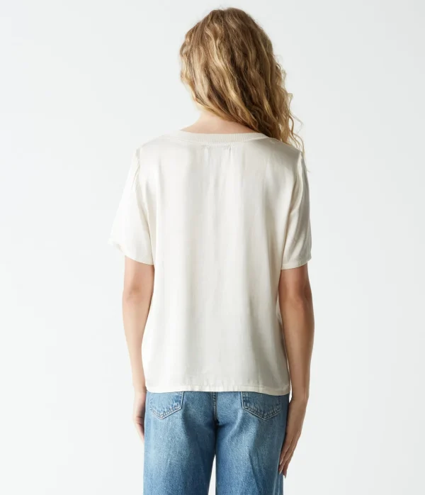 Michael Stars Jodi Satin V-Neck Top- Tops, Blouses & Shirts
