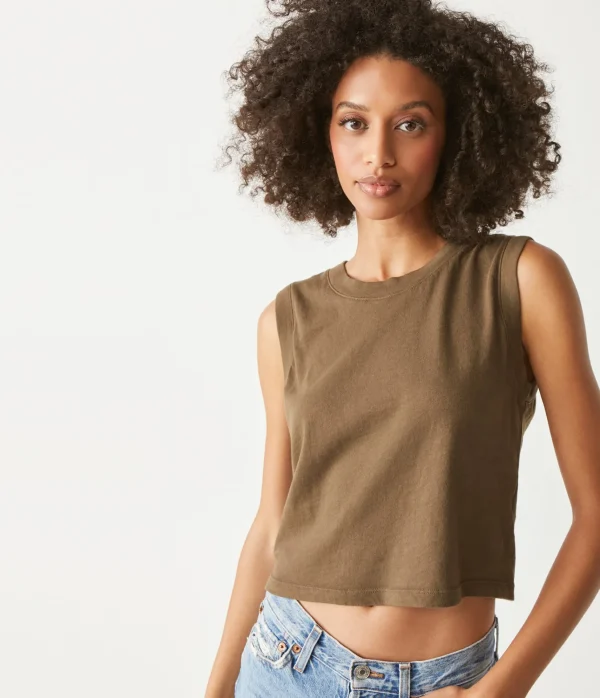 Michael Stars Johnnie Cropped Muscle Tank- Tank Tops