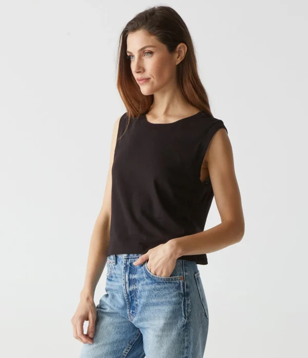 Michael Stars Johnnie Cropped Muscle Tank- Tank Tops