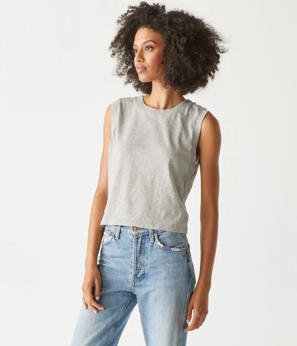 Michael Stars Johnnie Cropped Muscle Tank- Tank Tops