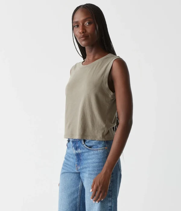 Michael Stars Johnnie Cropped Muscle Tank- Tank Tops