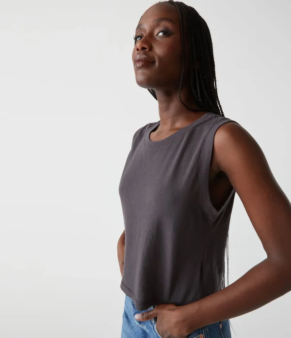 Michael Stars Johnnie Cropped Muscle Tank- Tank Tops
