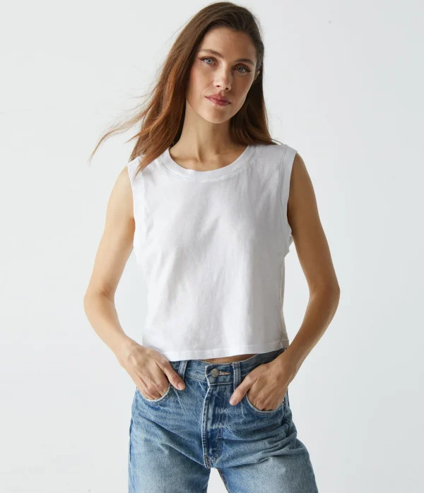 Michael Stars Johnnie Cropped Muscle Tank- Tank Tops