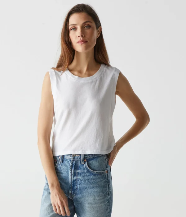 Michael Stars Johnnie Cropped Muscle Tank- Tank Tops