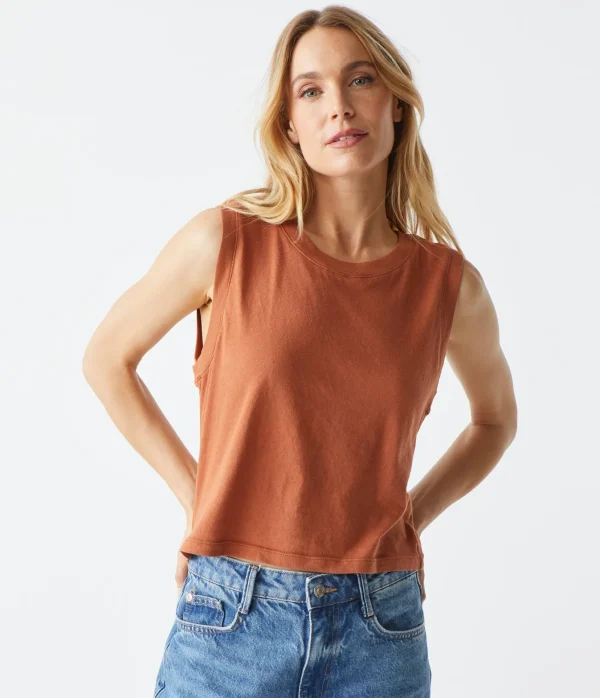 Michael Stars Johnnie Cropped Muscle Tank- Tank Tops