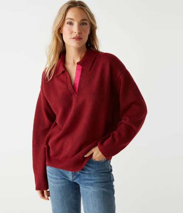Michael Stars Jonas Johnny Collar Sweater- Sweaters & Cardigans