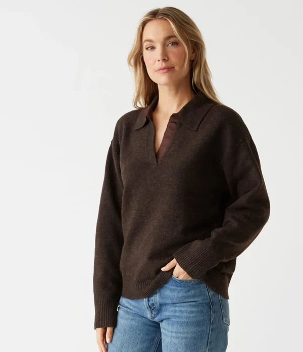 Michael Stars Jonas Johnny Collar Sweater- Sweaters & Cardigans