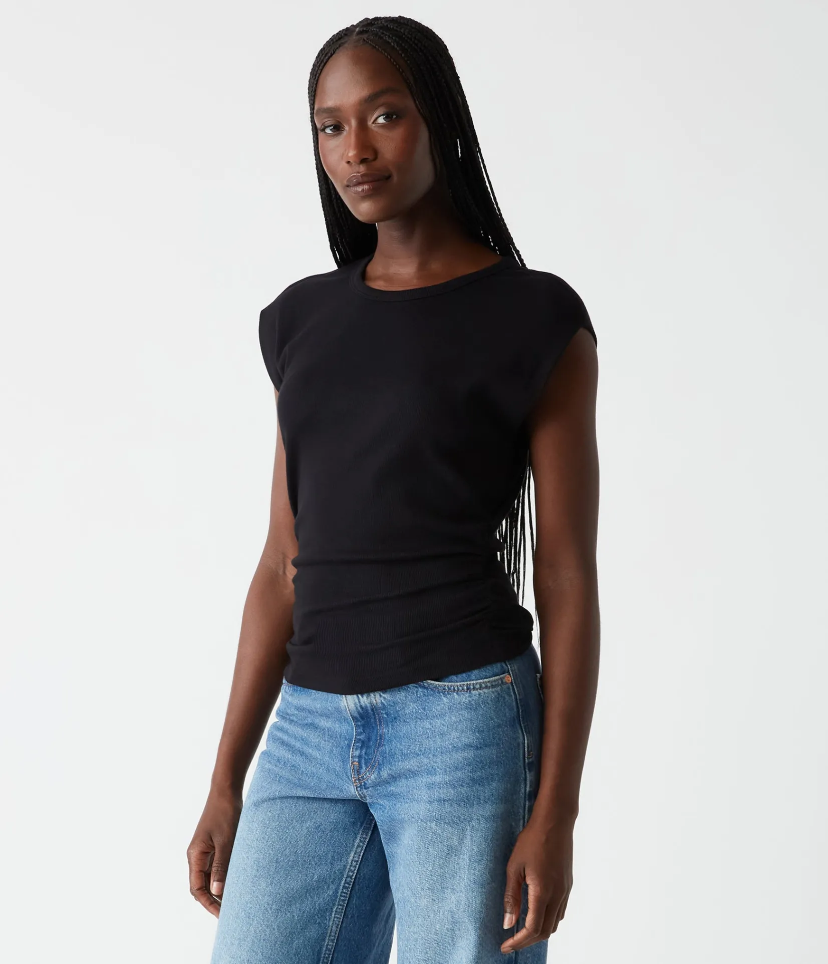 joni_power_shoulder_tee_10.webp Michael Stars Joni Power Shoulder Tee- Tops, Blouses & Shirts | T-Shirts