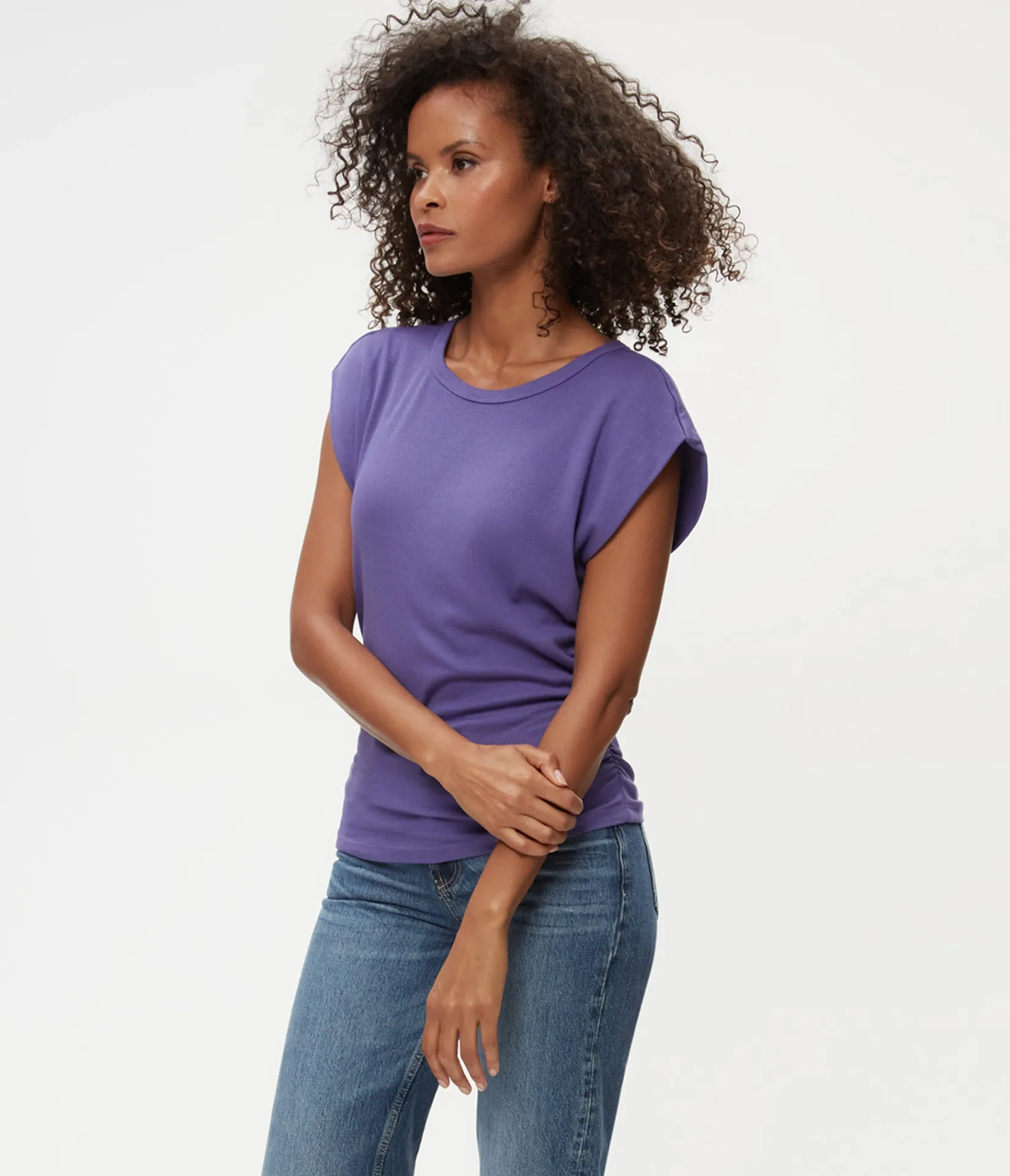 joni_power_shoulder_tee_14.webp Michael Stars Joni Power Shoulder Tee- Tops, Blouses & Shirts | T-Shirts