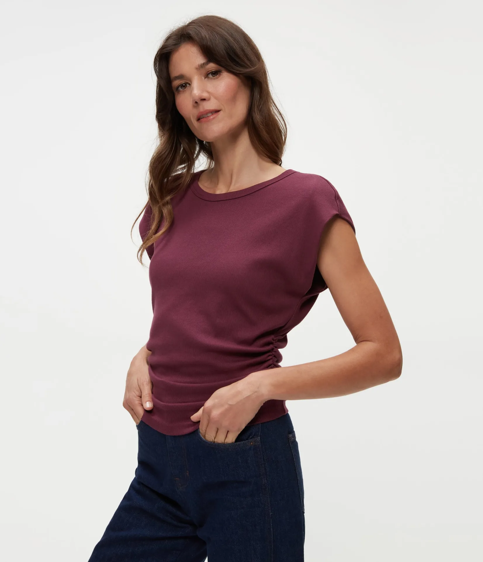 joni_power_shoulder_tee_16.webp Michael Stars Joni Power Shoulder Tee- Tops, Blouses & Shirts | T-Shirts