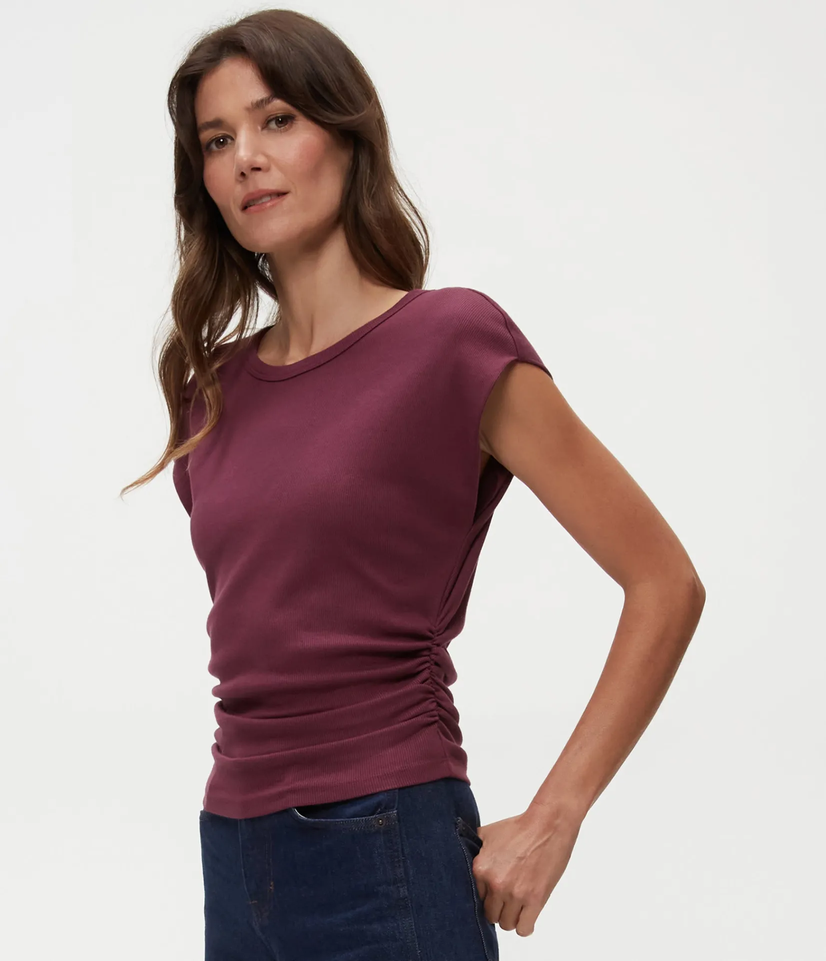joni_power_shoulder_tee_18.webp Michael Stars Joni Power Shoulder Tee- Tops, Blouses & Shirts | T-Shirts
