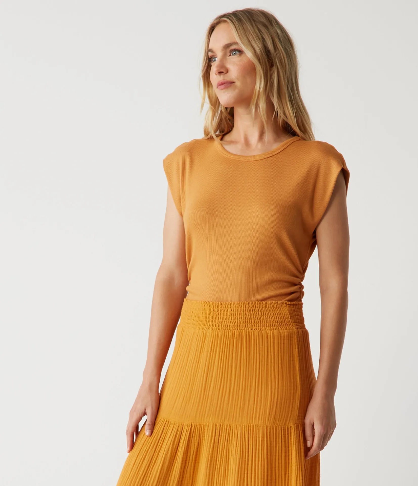 joni_power_shoulder_tee_26.webp Michael Stars Joni Power Shoulder Tee- Tops, Blouses & Shirts | T-Shirts