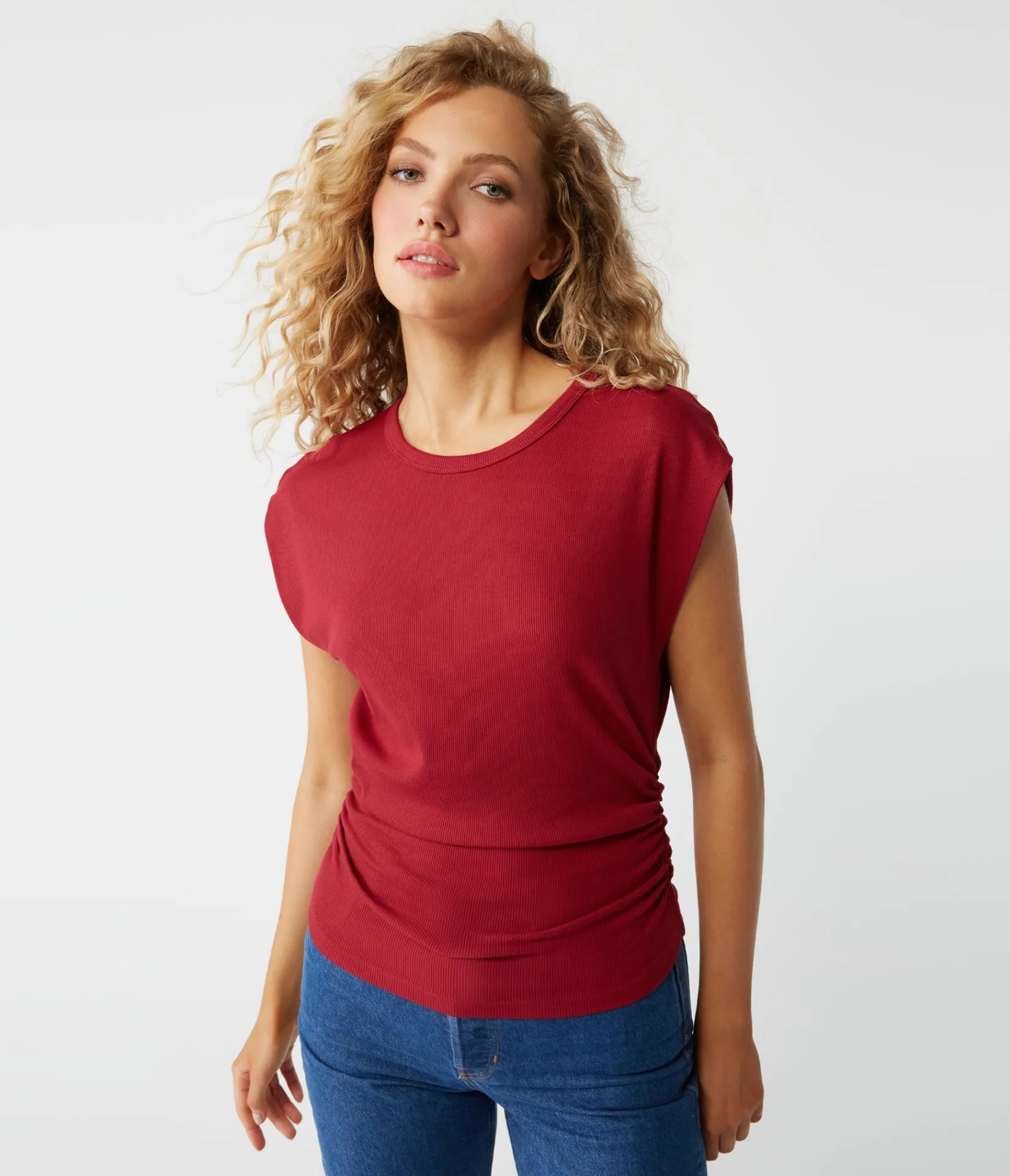 joni_power_shoulder_tee_28.webp Michael Stars Joni Power Shoulder Tee- Tops, Blouses & Shirts | T-Shirts