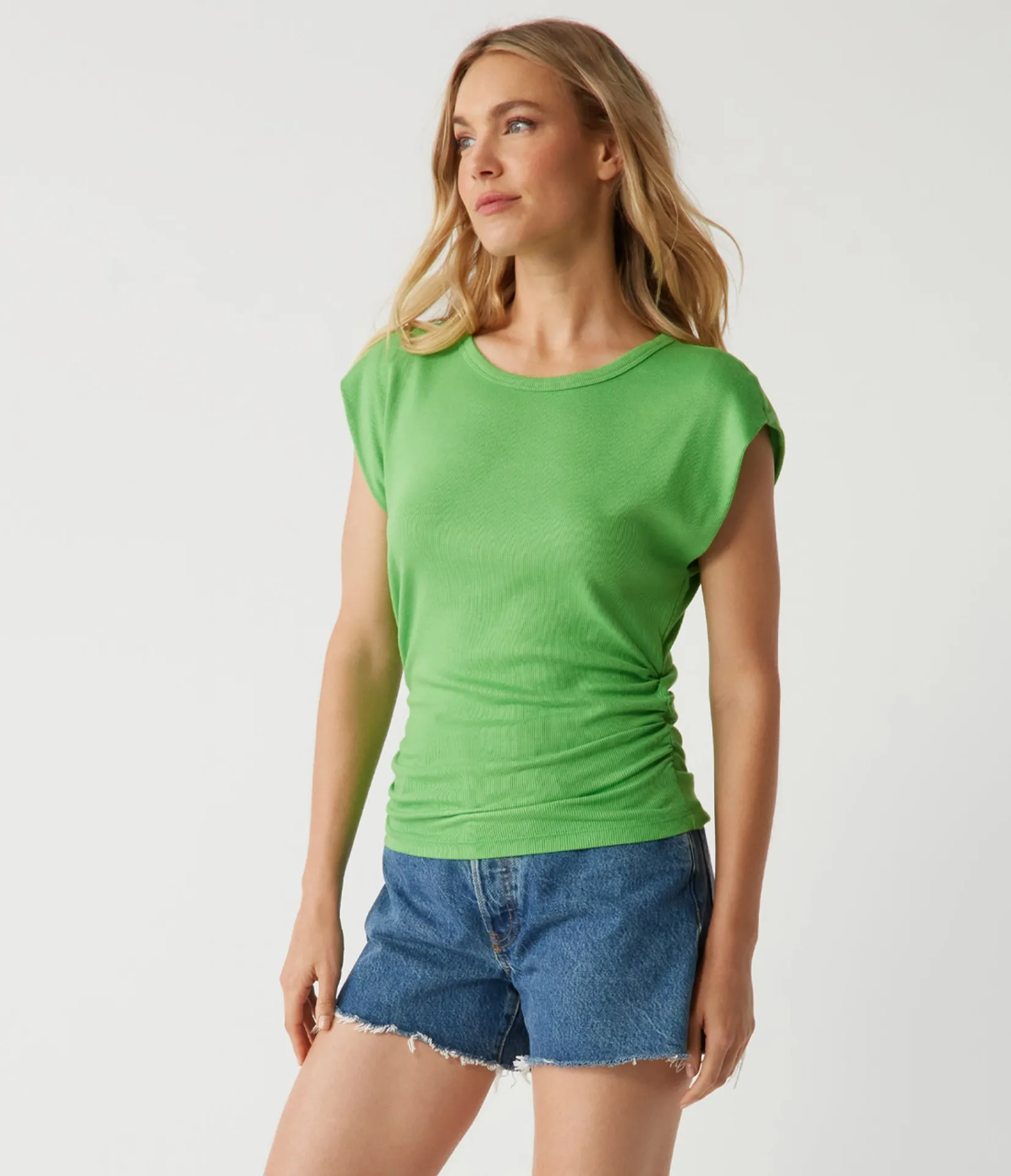 joni_power_shoulder_tee_34.webp Michael Stars Joni Power Shoulder Tee- Tops, Blouses & Shirts | T-Shirts
