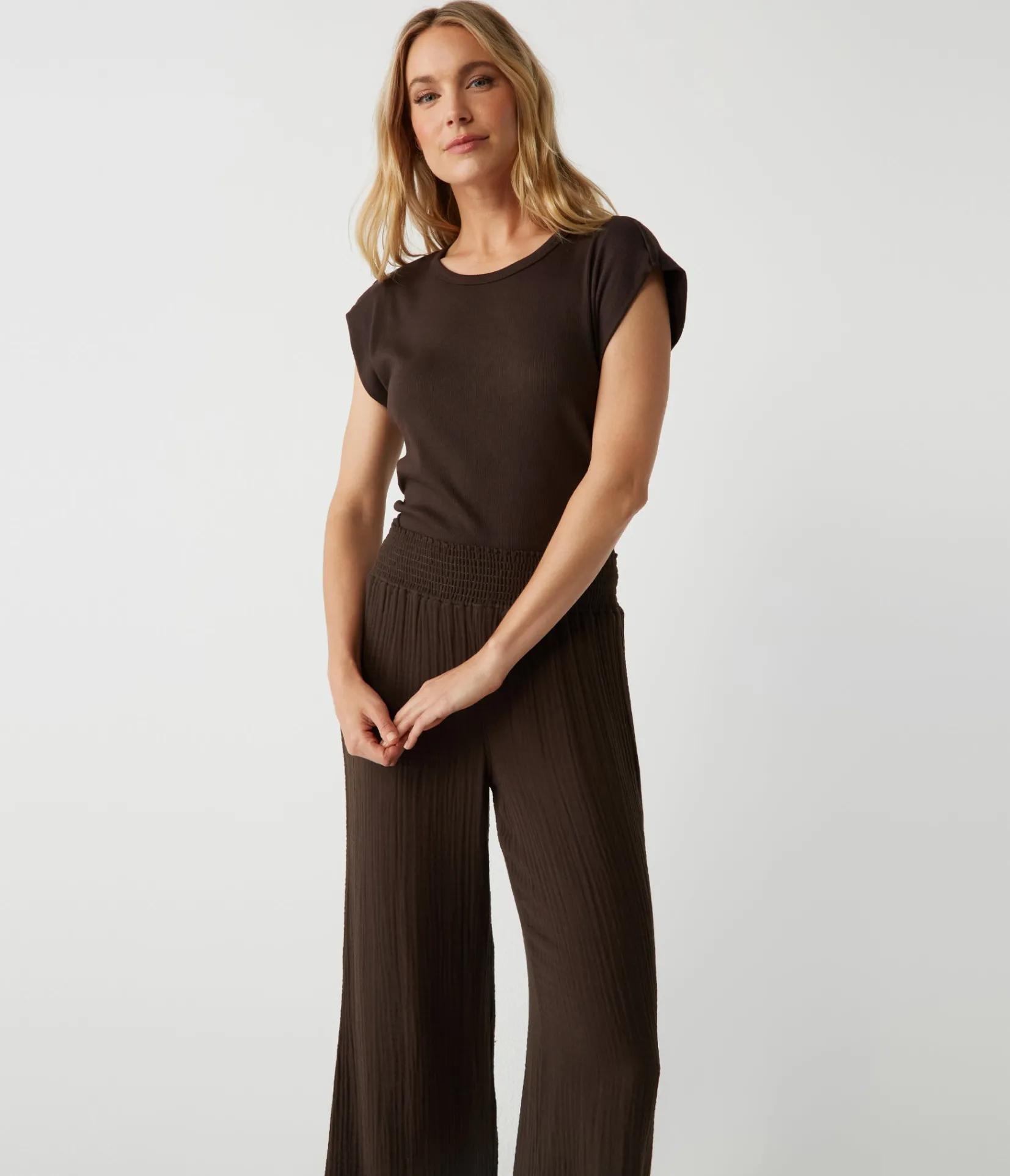 joni_power_shoulder_tee_36.webp Michael Stars Joni Power Shoulder Tee- Tops, Blouses & Shirts | T-Shirts