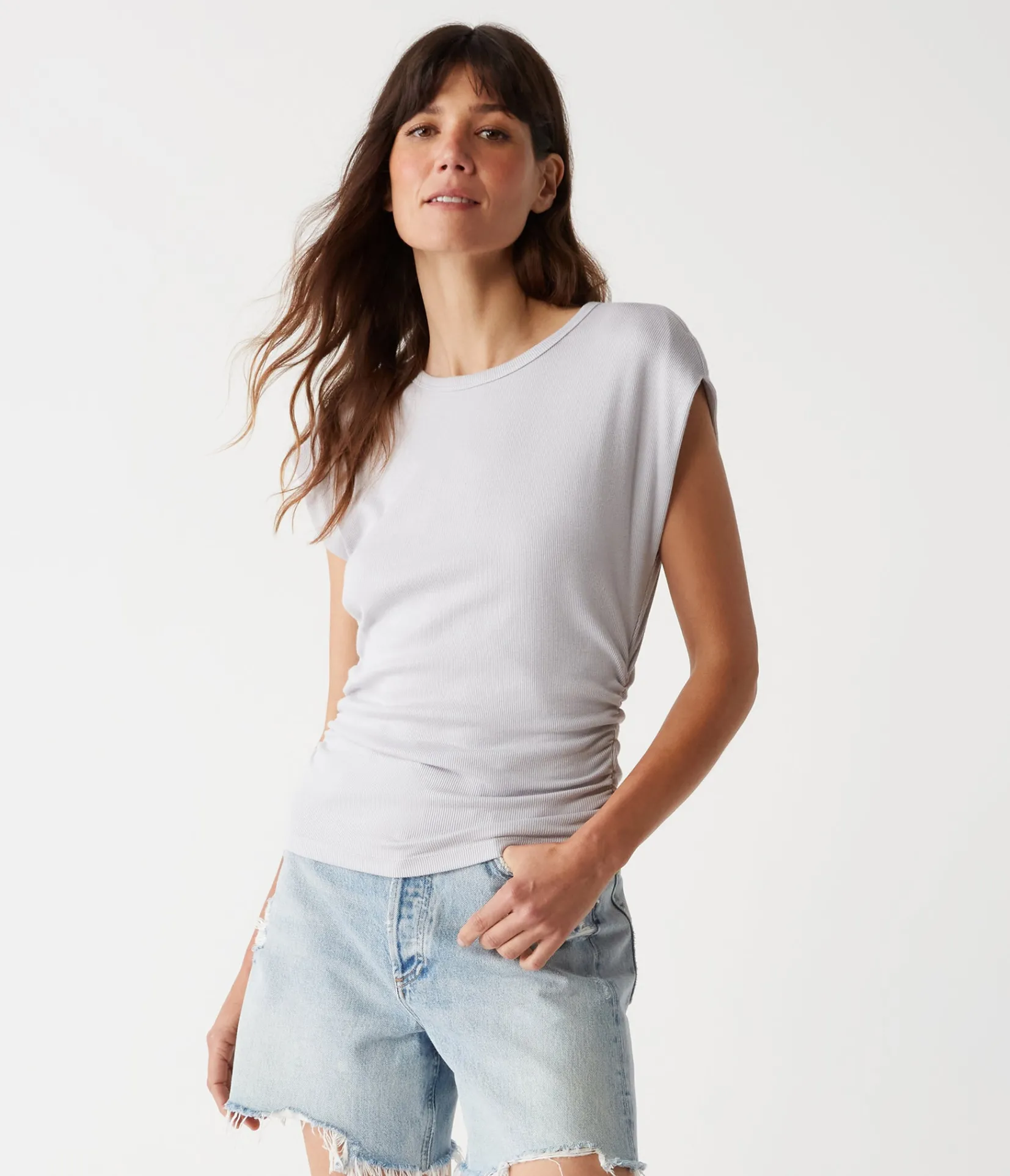 joni_power_shoulder_tee_44.webp Michael Stars Joni Power Shoulder Tee- Tops, Blouses & Shirts | T-Shirts