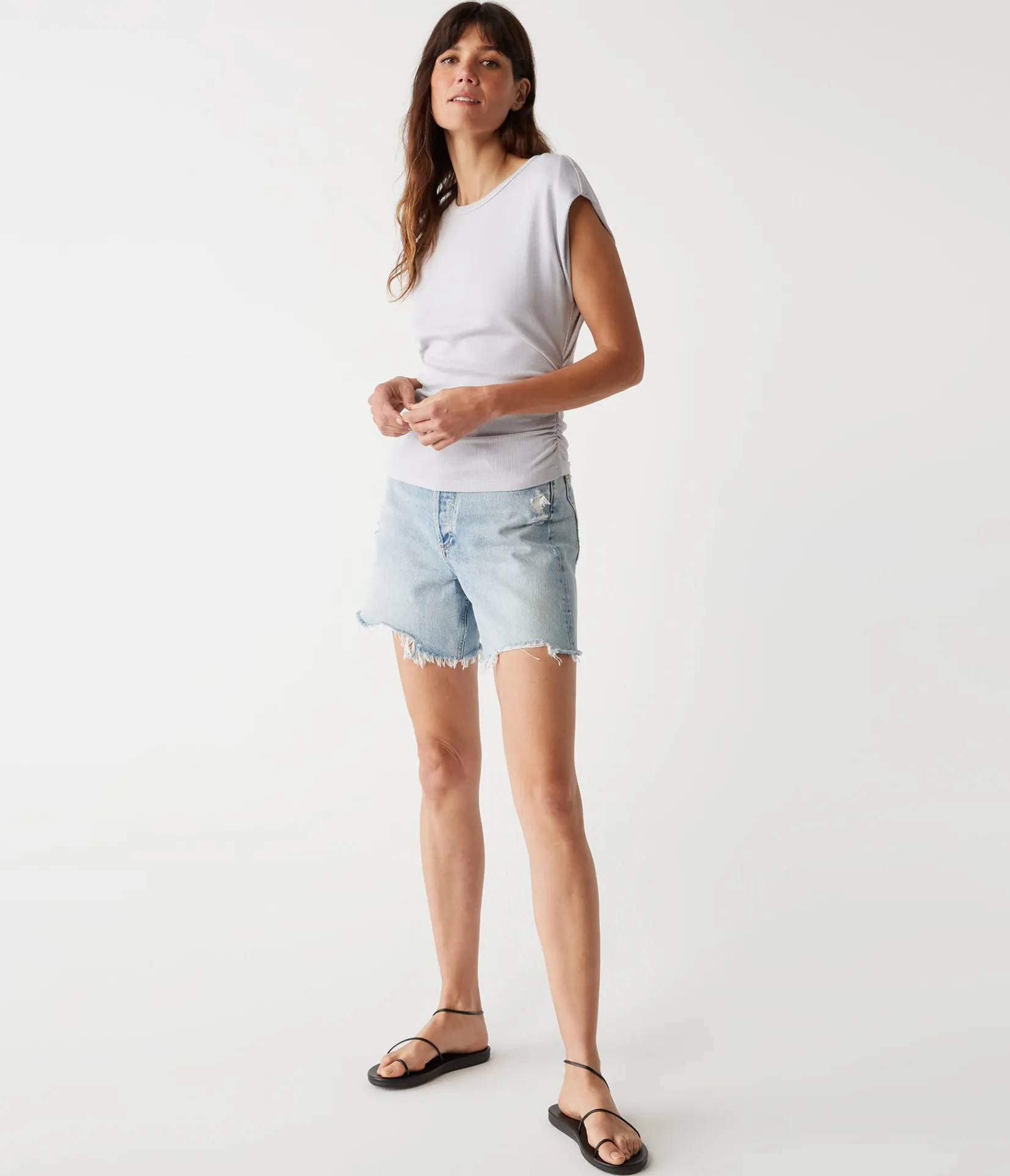 joni_power_shoulder_tee_45.webp Michael Stars Joni Power Shoulder Tee- Tops, Blouses & Shirts | T-Shirts