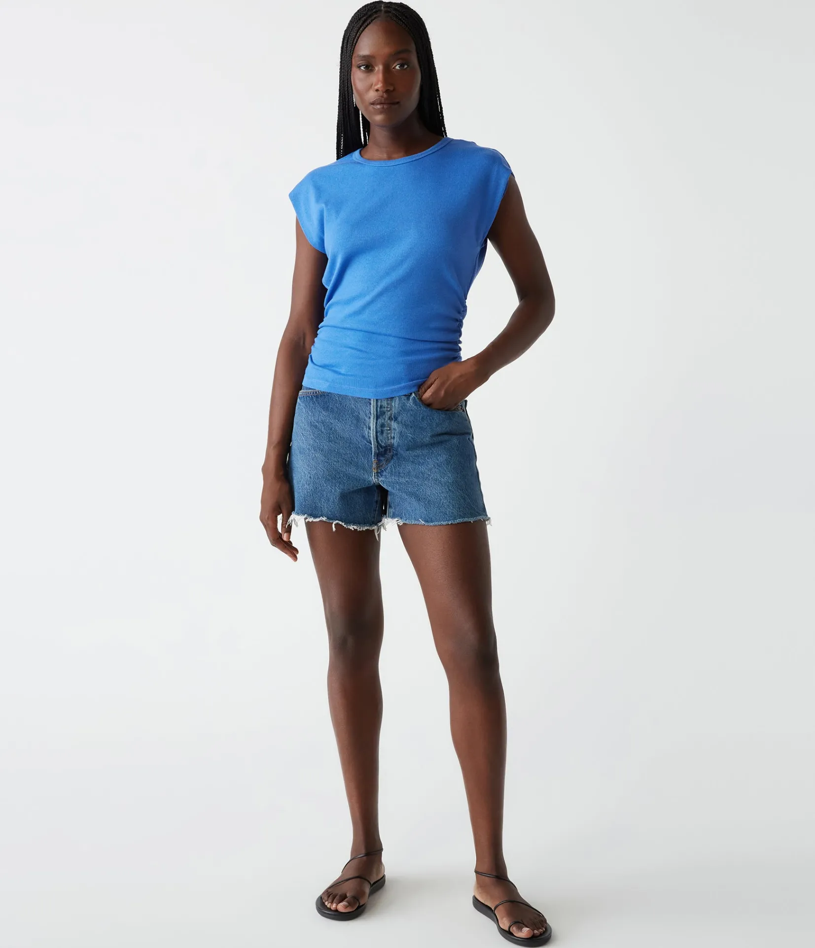 joni_power_shoulder_tee_53.webp Michael Stars Joni Power Shoulder Tee- Tops, Blouses & Shirts | T-Shirts