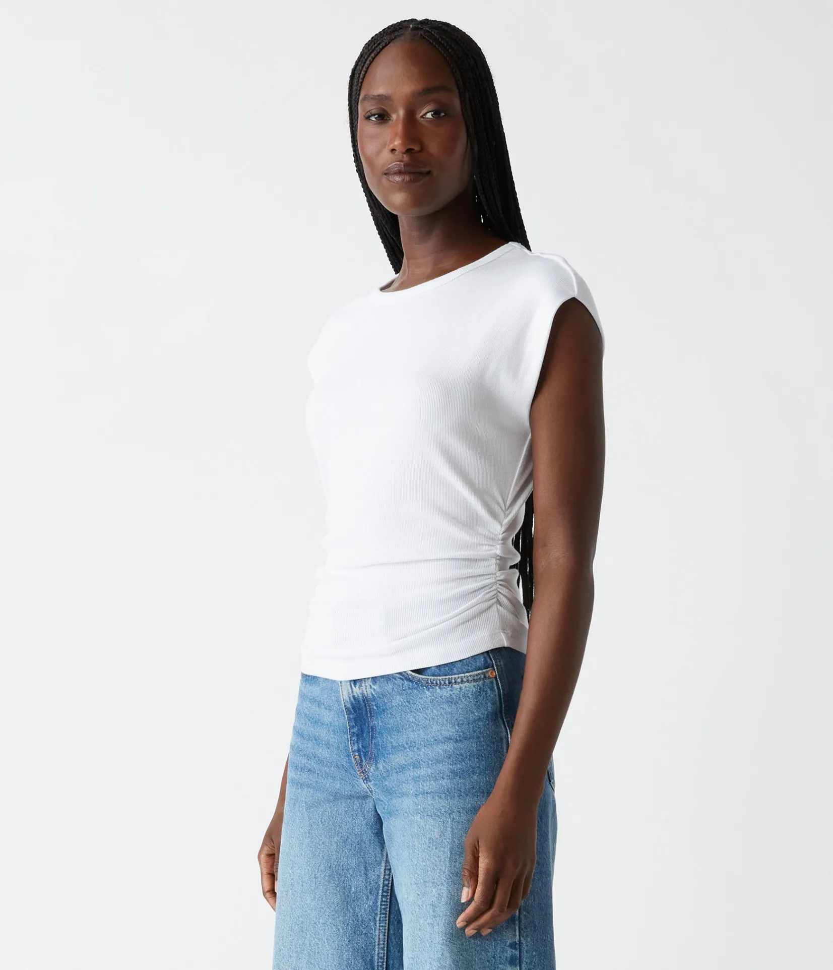 joni_power_shoulder_tee_6.webp Michael Stars Joni Power Shoulder Tee- Tops, Blouses & Shirts | T-Shirts