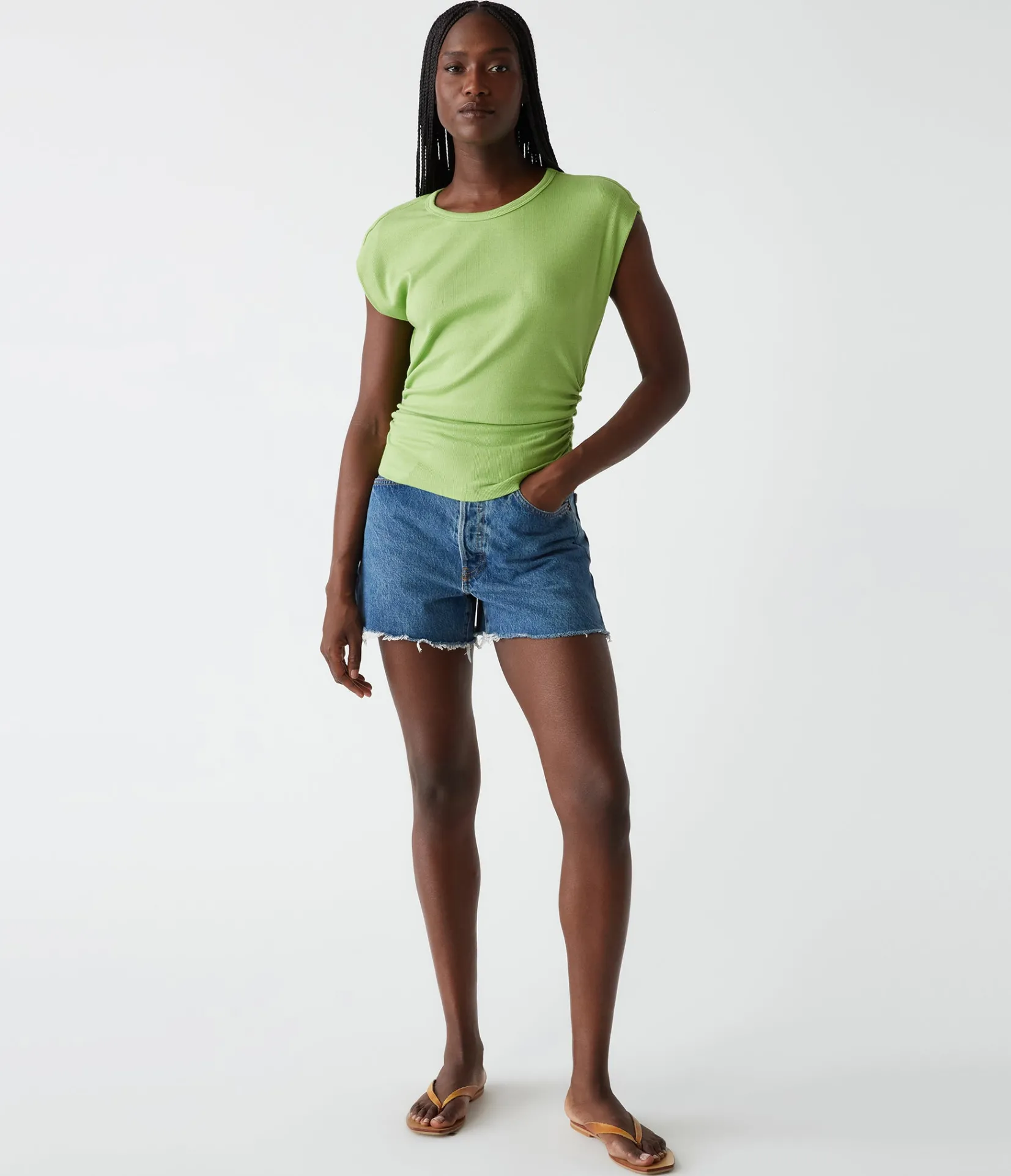 joni_power_shoulder_tee_65.webp Michael Stars Joni Power Shoulder Tee- Tops, Blouses & Shirts | T-Shirts