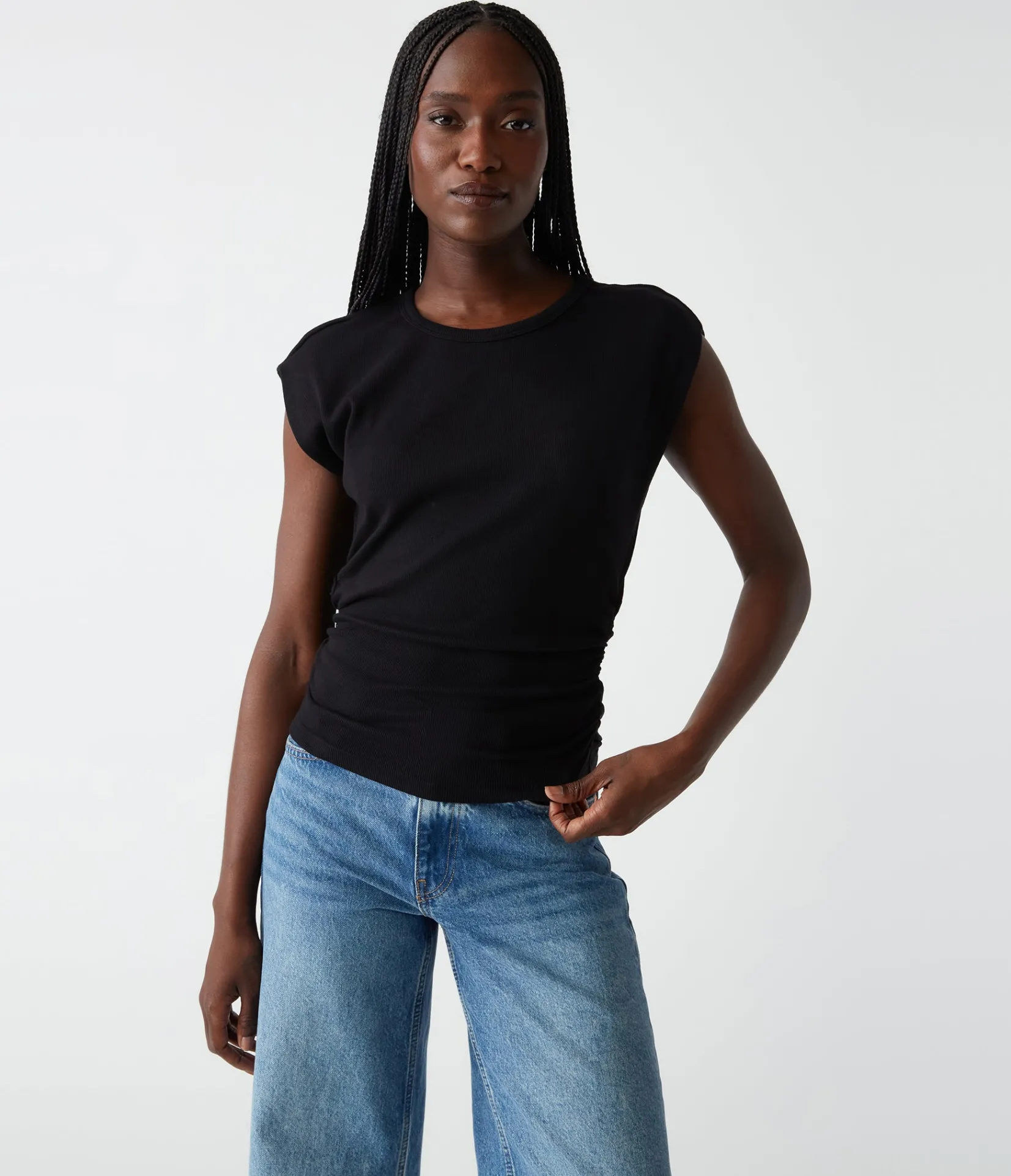joni_power_shoulder_tee_8.webp Michael Stars Joni Power Shoulder Tee- Tops, Blouses & Shirts | T-Shirts