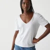 Michael Stars Josie Ruched Sleeve Tee- T-Shirts