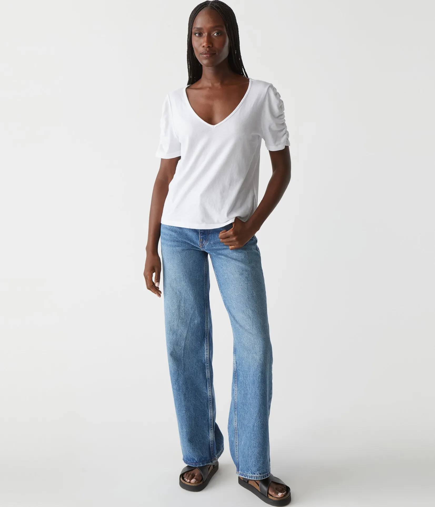 josie_ruched_sleeve_tee_1.webp Michael Stars Josie Ruched Sleeve Tee- T-Shirts