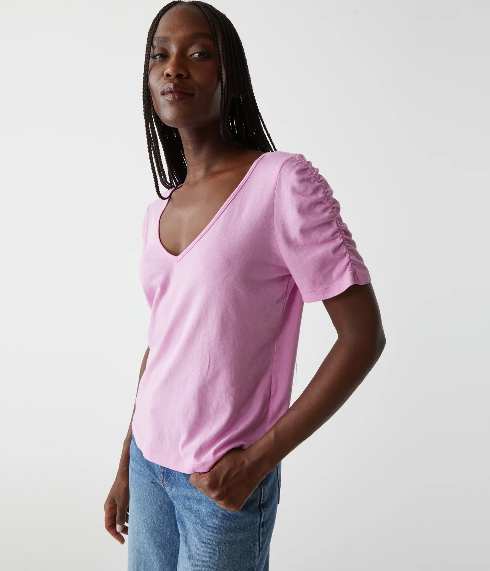 josie_ruched_sleeve_tee_12.webp Michael Stars Josie Ruched Sleeve Tee- T-Shirts