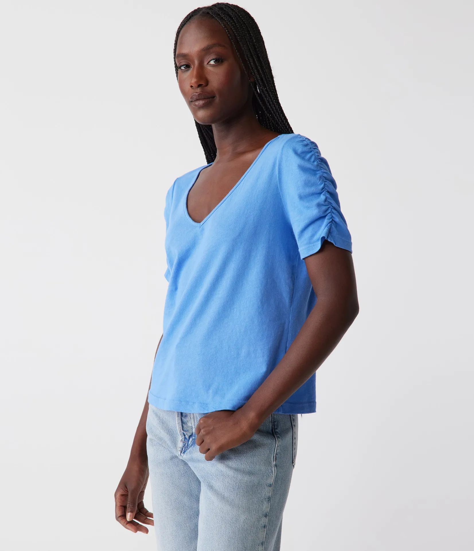 josie_ruched_sleeve_tee_16.webp Michael Stars Josie Ruched Sleeve Tee- T-Shirts