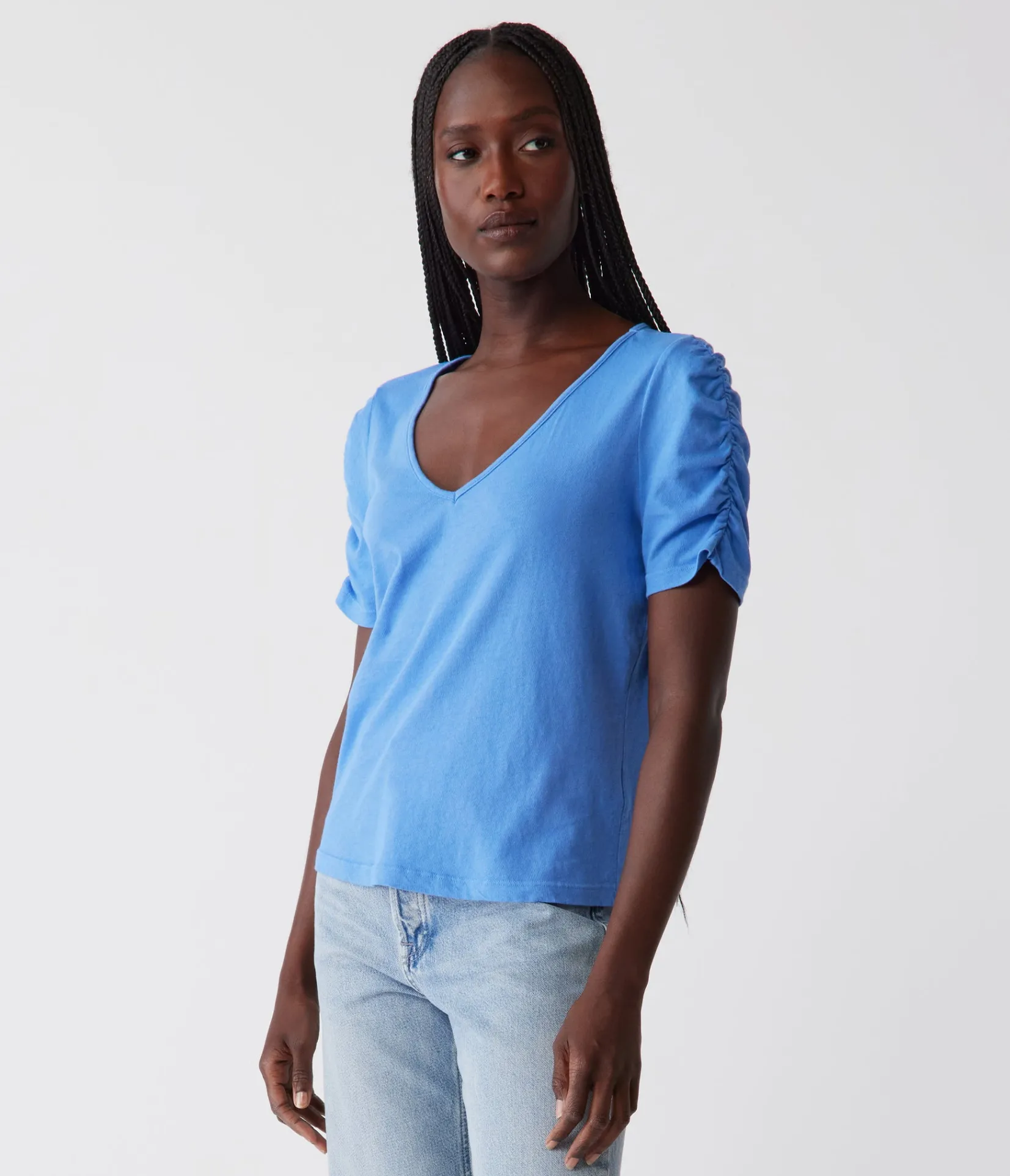 josie_ruched_sleeve_tee_18.webp Michael Stars Josie Ruched Sleeve Tee- T-Shirts