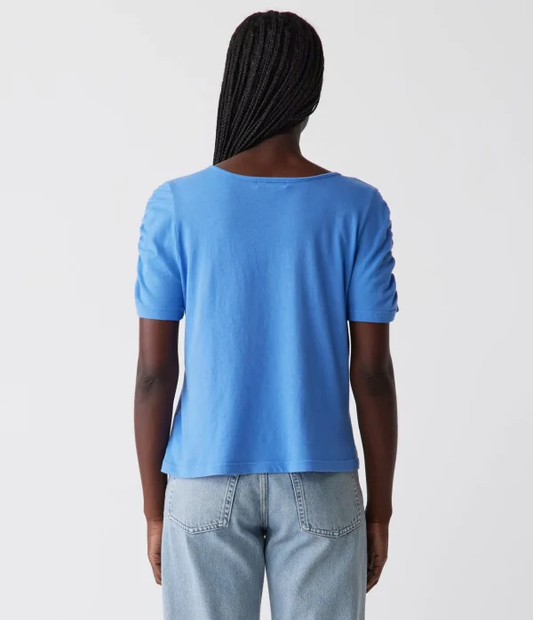 Michael Stars Josie Ruched Sleeve Tee- T-Shirts