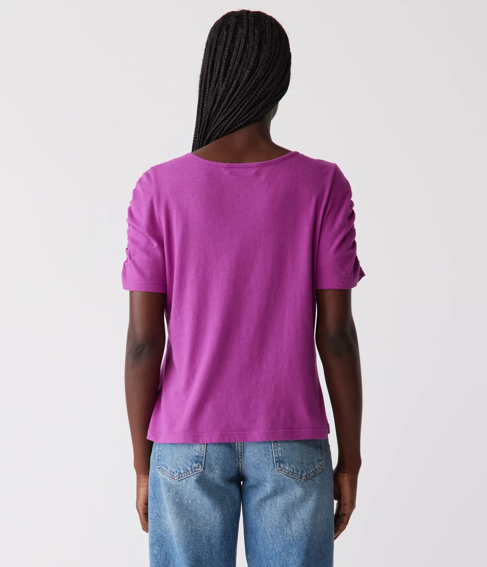 josie_ruched_sleeve_tee_23.webp Michael Stars Josie Ruched Sleeve Tee- T-Shirts