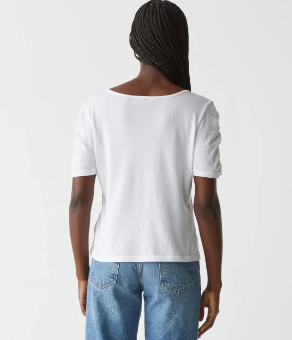 Michael Stars Josie Ruched Sleeve Tee- T-Shirts