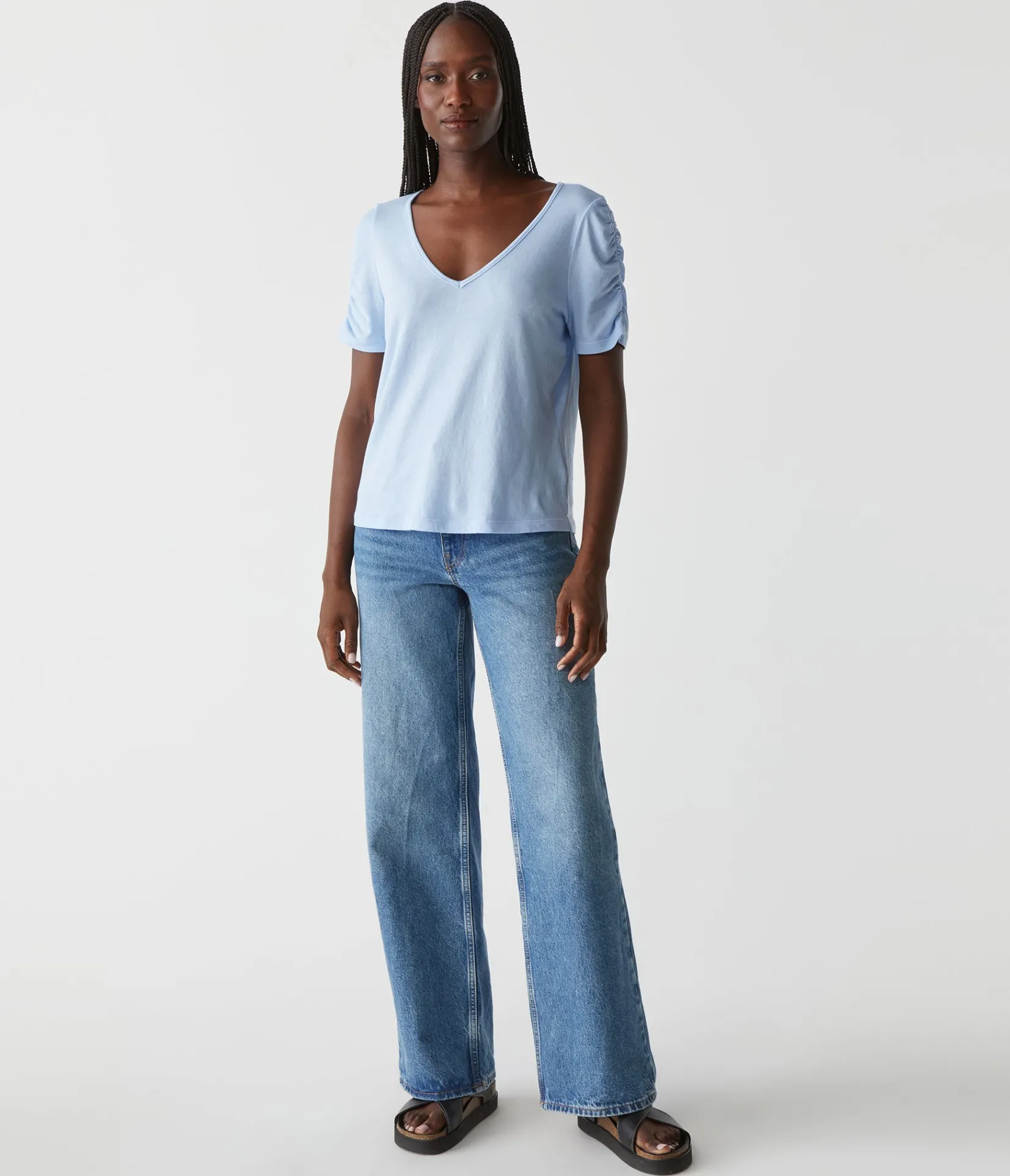 josie_ruched_sleeve_tee_5.webp Michael Stars Josie Ruched Sleeve Tee- T-Shirts
