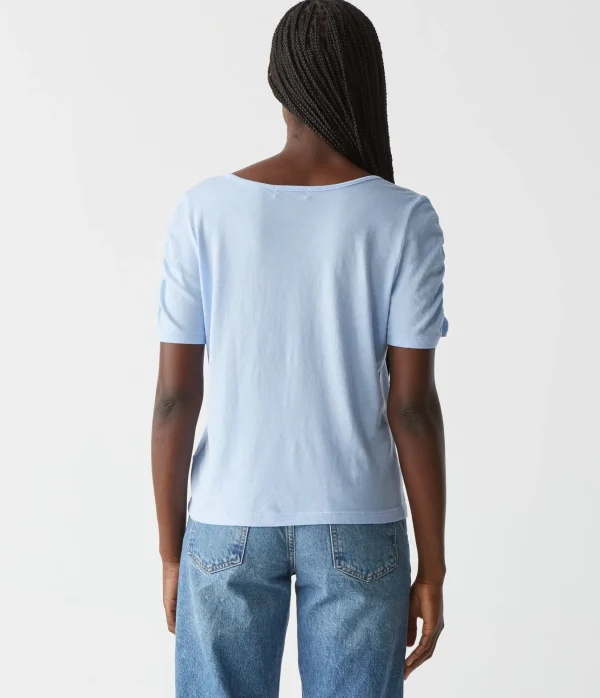 Michael Stars Josie Ruched Sleeve Tee- T-Shirts