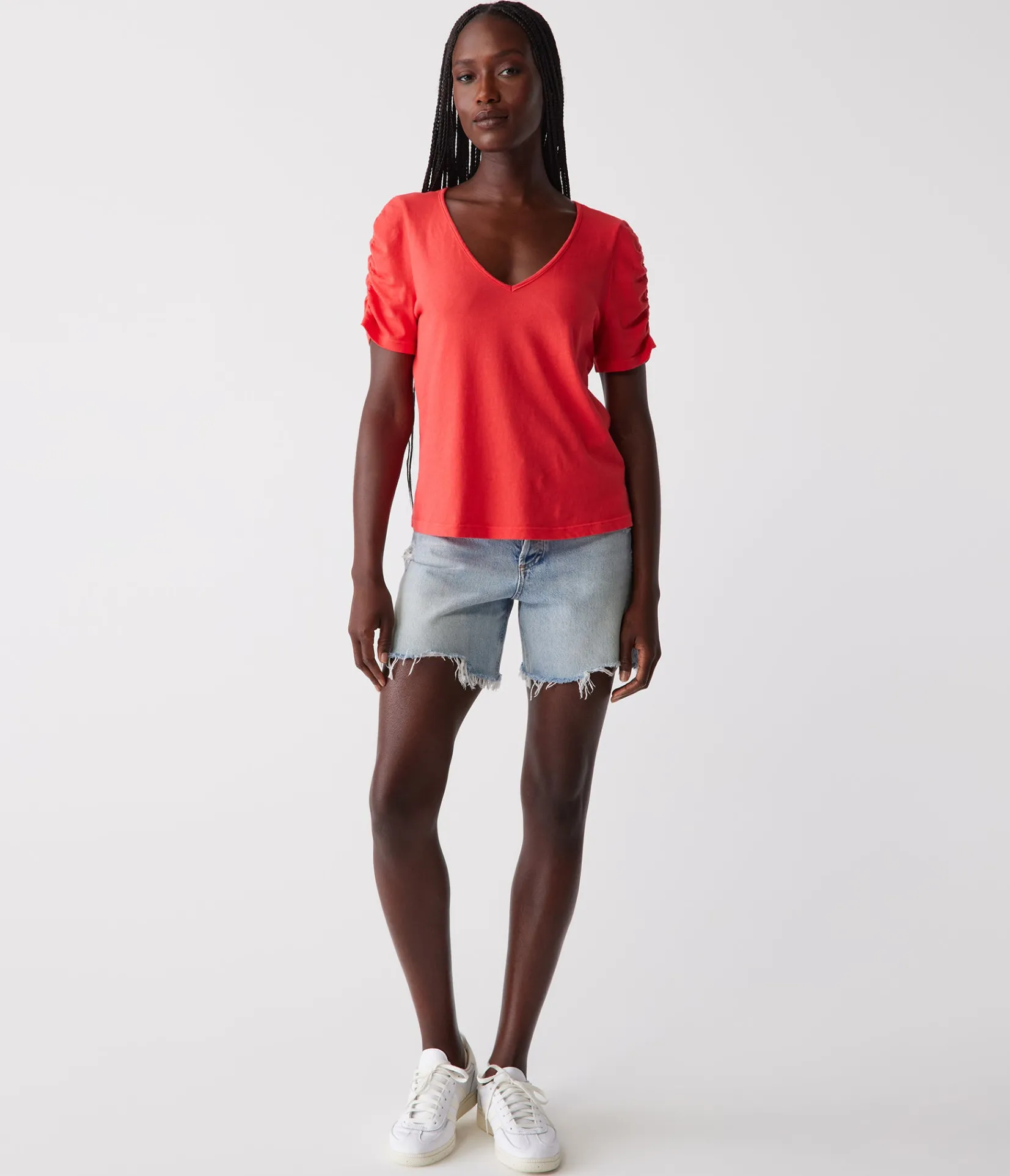 josie_ruched_sleeve_tee_9.webp Michael Stars Josie Ruched Sleeve Tee- T-Shirts