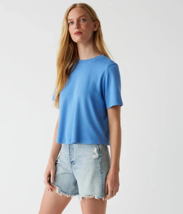 Michael Stars Kona Crew Neck Tee- T-Shirts | 1x1 Cotton T-Shirts