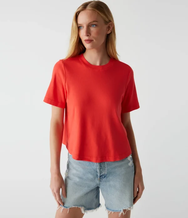 Michael Stars Kona Crew Neck Tee- T-Shirts | 1x1 Cotton T-Shirts