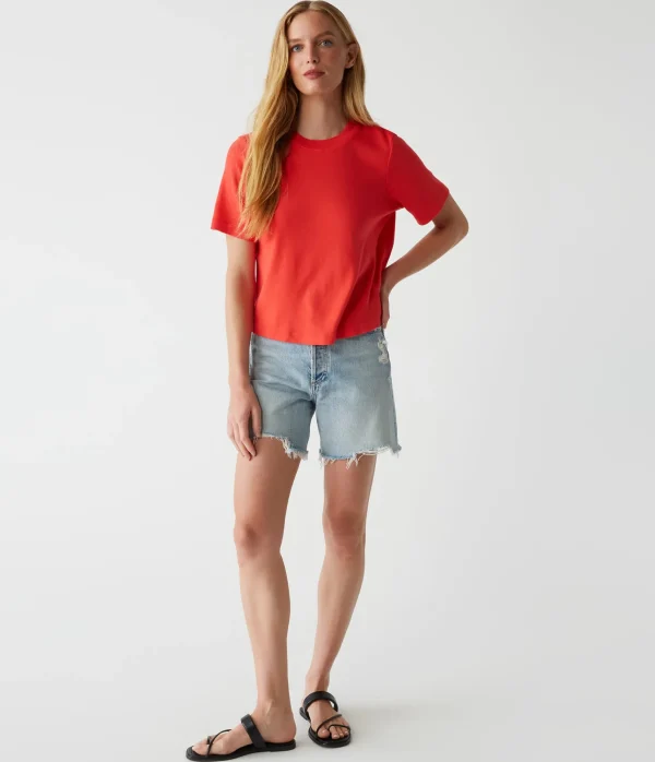 Michael Stars Kona Crew Neck Tee- T-Shirts | 1x1 Cotton T-Shirts