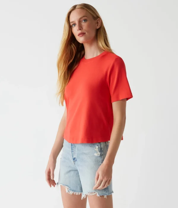 Michael Stars Kona Crew Neck Tee- T-Shirts | 1x1 Cotton T-Shirts